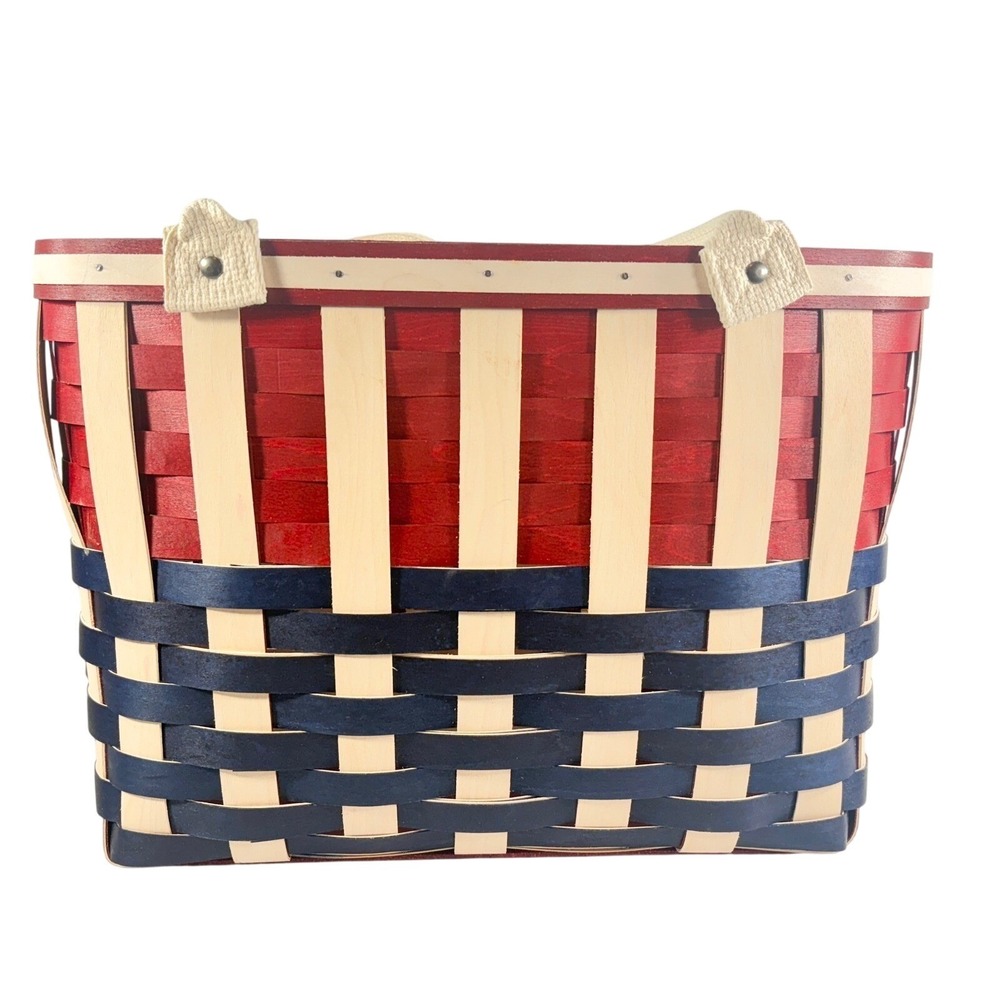 Longaberger 2012 American Tote Hostess Basket & Protector Large Patriotic RARE